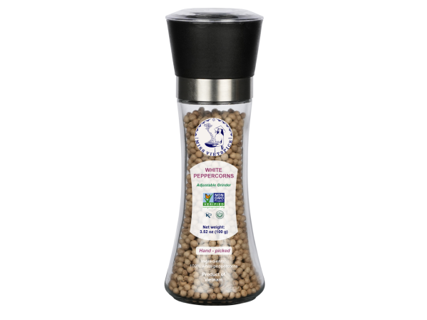 White peppercorns – Grinder 100g – Retail Packaging