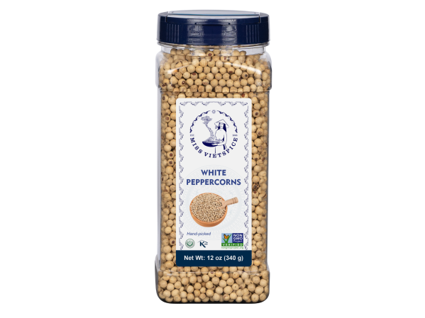 White peppercorns – Jars 340g – Retail Packaging