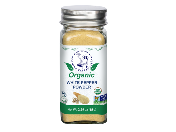 Organic White Pepper Powder / Jar 50g / Retail Packaging